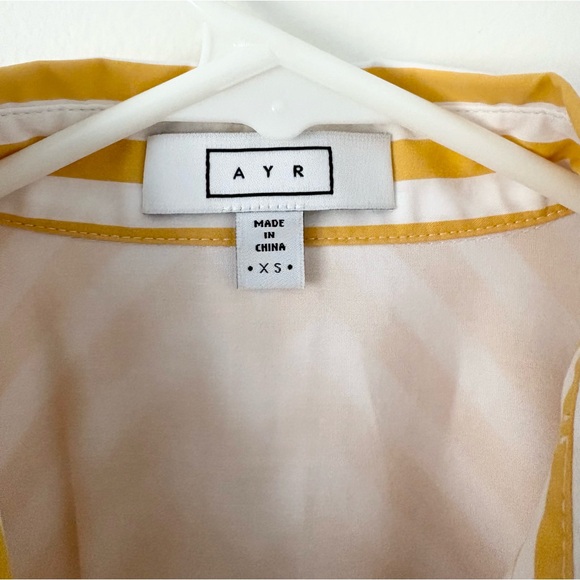 AYR Yellow White The Deep End Oversized Cotton Striped Button Down Shirt Size XS - Picture 8 of 13